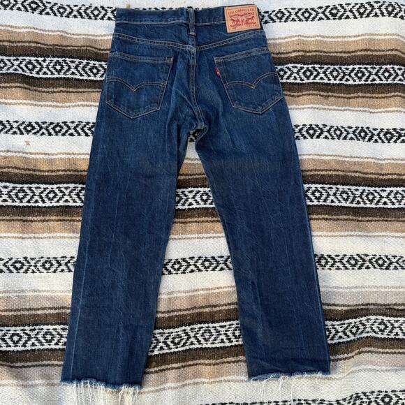 Women's Levi's Dark Blue Denim Custom Made Stitched Layered Jeans Sz 26 x 23.5 - Picture 7 of 9